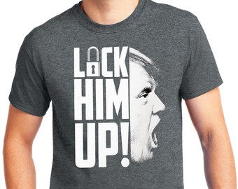 Big Guys Rule Funny Big and Tall King Size Funny Trump Lock Him Up T-Shirt