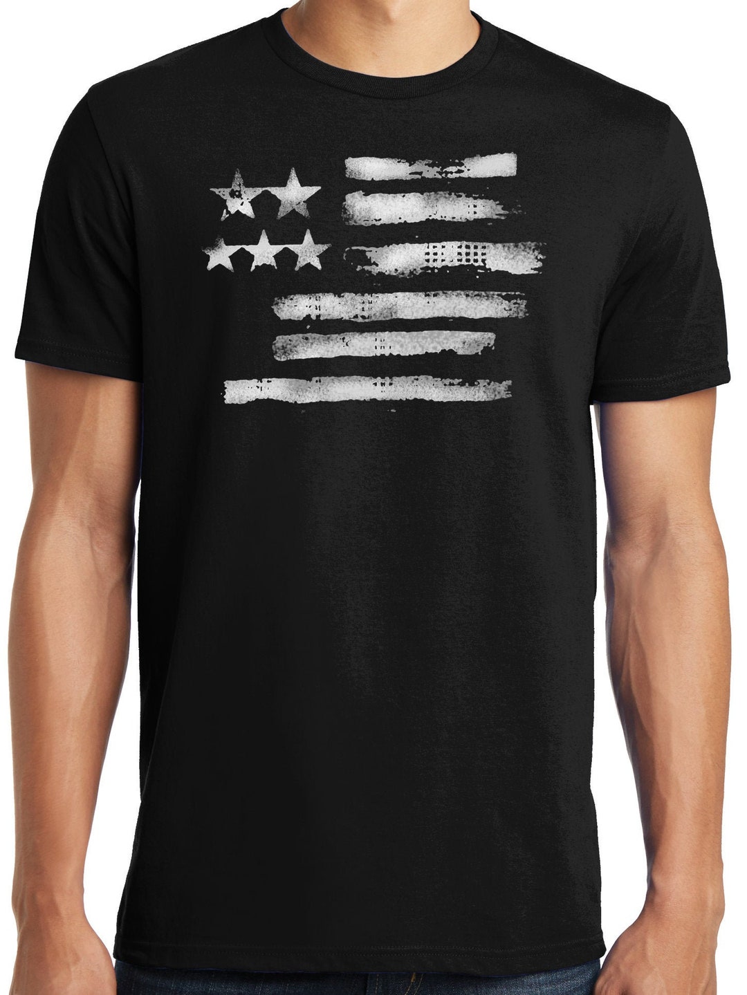 Publiciteez Big and Tall King Size Patriotic Distressed White Flag T ...