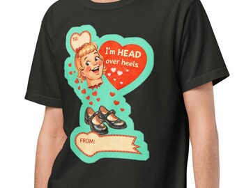 I’m Head Over Heels-Vintage Valentine T-Shirt – Customizable Retro Street wear Tee -Unisex oversized t-shirt