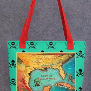 Gulf of Twatwaffle - Sac fourre-tout Pirate Map Edition. Anti Trump/Musc/Poutine/Vance/Google.  Golfe du Mexique Plage/Voyage/Salle de sport/Shopping/Sac de vacances