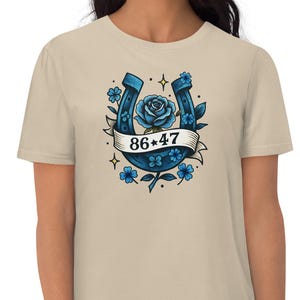 Lucky Blue Horseshoe Tattoo Shirt: Anti-Trump Organic Cotton Tee