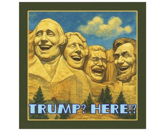 Mount Rushmore Laughing at Trump Magnet: Satirical Anti-Trump Bumper Sticker