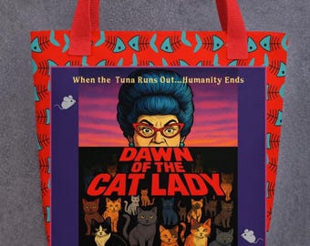 Dawn of the Cat Lady – 15" x 15" Polyester Tote bag