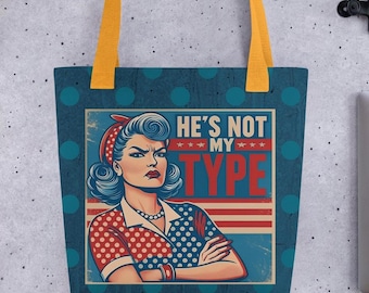 Retro Polka Dot Tote Bag: Feminist Anti-Trump Carryall