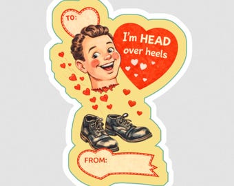 Head Over Heels Valentine Magnet – Retro Die-Cut