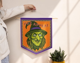 Halloween Witch Pennant Banner: Spooky Retro "Hex Appeal" Decor