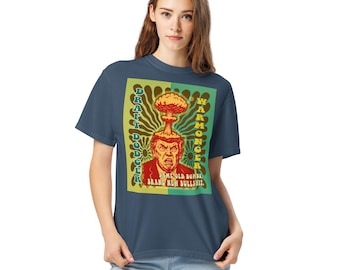 Psychedelic Antiwar T-Shirt, Trump Political Satire Tee, Iran War Protest Shirt, Retro 70s Peace Art, Garment Dyed Unisex Tee