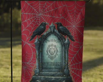 Gothic Raven Tombstone Garden Flag – Political Satire Halloween Banner (12x17 inch)