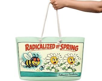 Retro Bee & Daisy Weekender Bag – Funny Floral Travel Tote