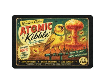 Atomic Kibble Canary Pet Mat, Mid-Century Retro Bird Feeding Placemat