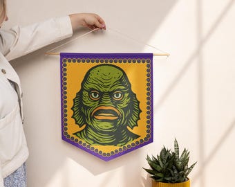 Campy-Kitsch Retro Movie Monster Creature from the Black Lagoon Halloween Pennant Banner