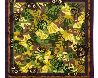 Designer Creature Camo Bandana – Modern Streetwear Scarf with Hidden Monsters – MCM Graphic Print