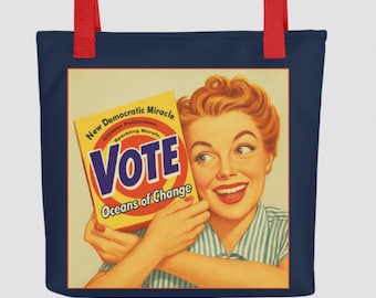 Retro Tide Parody Pro-Democracy Vote Tote Bag