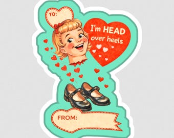 Head Over Heels Valentine Magnet – Creepy Crush Retro Die-Cut