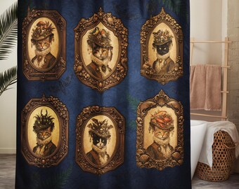 Victorian Cats in Taxidermy Hats Shower Curtain - Water-Resistant Polyester