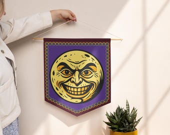 Campy-Kitsch Spooky Retro Halloween Full Moon Pennant banner