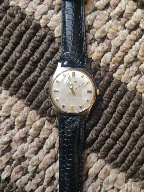 Vintage GoldTone ELGIN Swiss Made Self-winding 17… - image 3