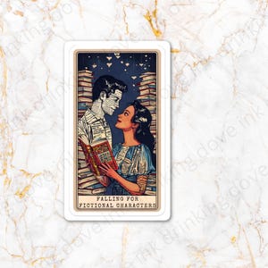 Vintage Tarot Style Book Boyfriend, Romance Reader bubble-free stickers