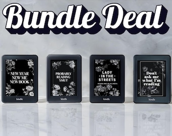 4-in-1 Kindle lockscreen Bundle New Year, Reading Smut screen saver, don't ask what i'm reading, smut reader, floral girly classy kindle