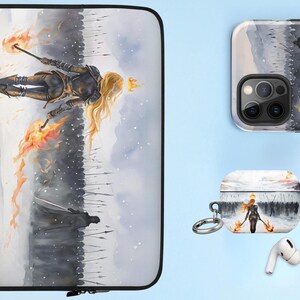 other products in the range, matching phone case, airpod case, laptop sleeve, throne of glass booktok bookish