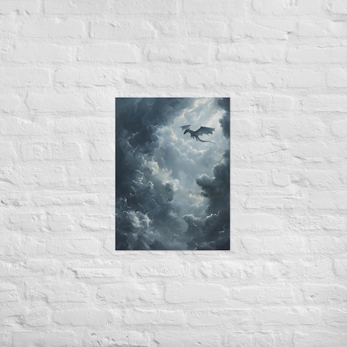 Impression d'art du dragon volant tempête onyx éclaircissant inspiré de Tairn, décoration murale fantastique, affiche d'art fan de la quatrième aile, cadeau dragon pour les amateurs de livres