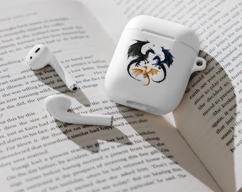 Dragon watercolour fourth wing inspired, fantasy, romantasy, Rubber Case for AirPods®, tairn, sgaeyl, andarna, reader gift, audiobook