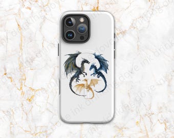 Funda resistente MagSafe® con diseño artístico de dragón en acuarela para iPhone® inspirada en la cuarta ala para lectores de fantasía romántica