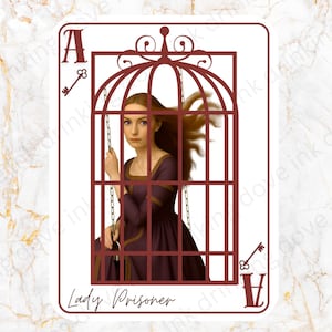 Tarjeta del destino de la Dama Prisionera Anissa Pegatinas sin burbujas inspiradas en Stephanie Garber Caraval DECK OF DESTINY