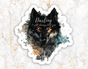Black wolf, wolf king inspired romantasy fantasy reader bubble-free sticker
