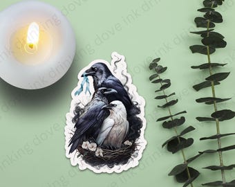 White Raven Galentina Malyr Sebian  Feathers So Vicious Inspired kindle Sticker, Corvid, court of ravens, liv zanderBubble-free sticker