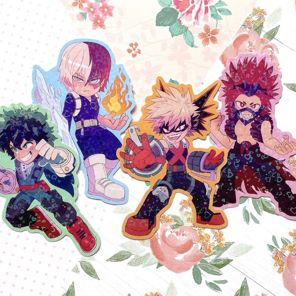 MHA Holo Stickers ( Deku, Bakugou, Todoroki, Kirishima )