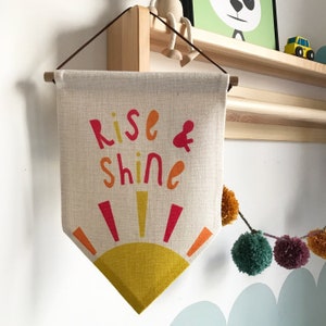 Sunshine Flag, Nursery Wall Art, Childrens Flag, Sunshine Print, Nursery Decor, Rise & Shine Print, Girls Room Decor, Kids Wall Hanging