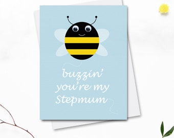 Buzzing You're My Step-Mum Card with Googly Eyes