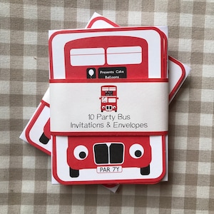 10er-Pack Kinderpartyeinladungen, Kinderpartyeinladungen, London Bus Partyticket, Kindergeburtstagsfeier, Partyeinladungen, Party einladen