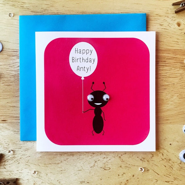 Auntie Birthday Card - Happy Birthday Aunty - Best Auntie- Anty Birthday Card - Favourite Aunty - Aunt Birthday Card - Googly Eyes