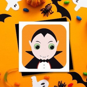 Cartes d'Halloween, invitation d'Halloween, carte Dracula, yeux phosphorescents, carte des bonbons ou des sorts, décoration d'halloween, carte d'anniversaire Halloween