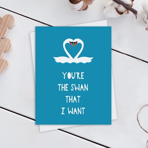 Tarjeta de aniversario divertida, Tarjeta de San Valentín Reino Unido, Tarjeta de San Valentín, Tarjeta de grasa, Eres el que quiero, Tarjeta de cisne, Tarjeta de amor, Tarjeta para esposa
