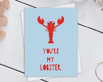 Funny Valentines Card, Friends Valentines Card, Funny Anniversary Card, Lobster Valentines Card, Boyfriend Card, Girlfriend Card