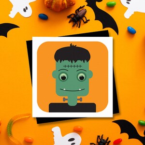Carte d'Halloween, faire-part, carte Frankenstein, carte phosphorescente, carte cadeau fantaisie, carte d'anniversaire d'Halloween, décoration d'Halloween