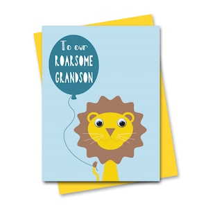 Carte de petit-fils, carte d'anniversaire de petit-fils, carte de lion, carte de nouveau petit-fils, carte de grands-parents, carte les yeux écarquillés, carte d'anniversaire animal