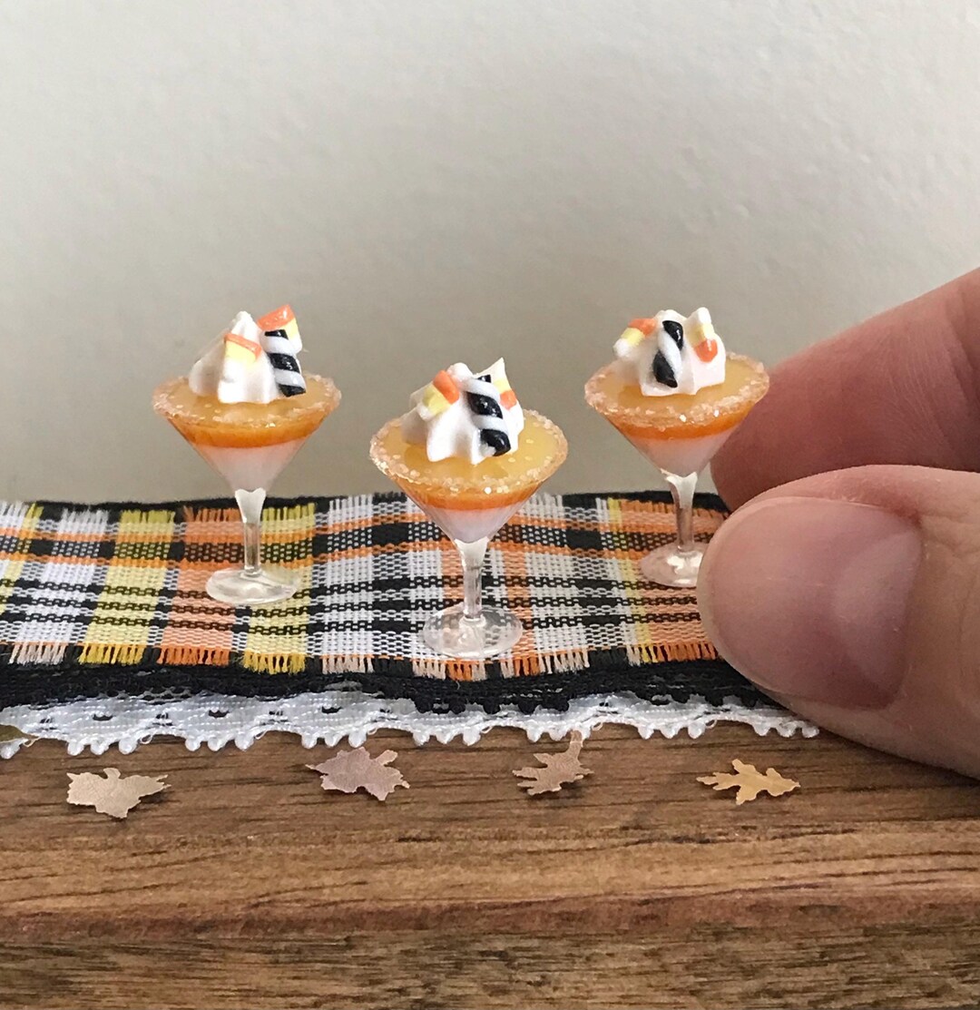 One Mini Dollhouse 1:12 Scale Halloween Candy Corn Martini, Halloween ...