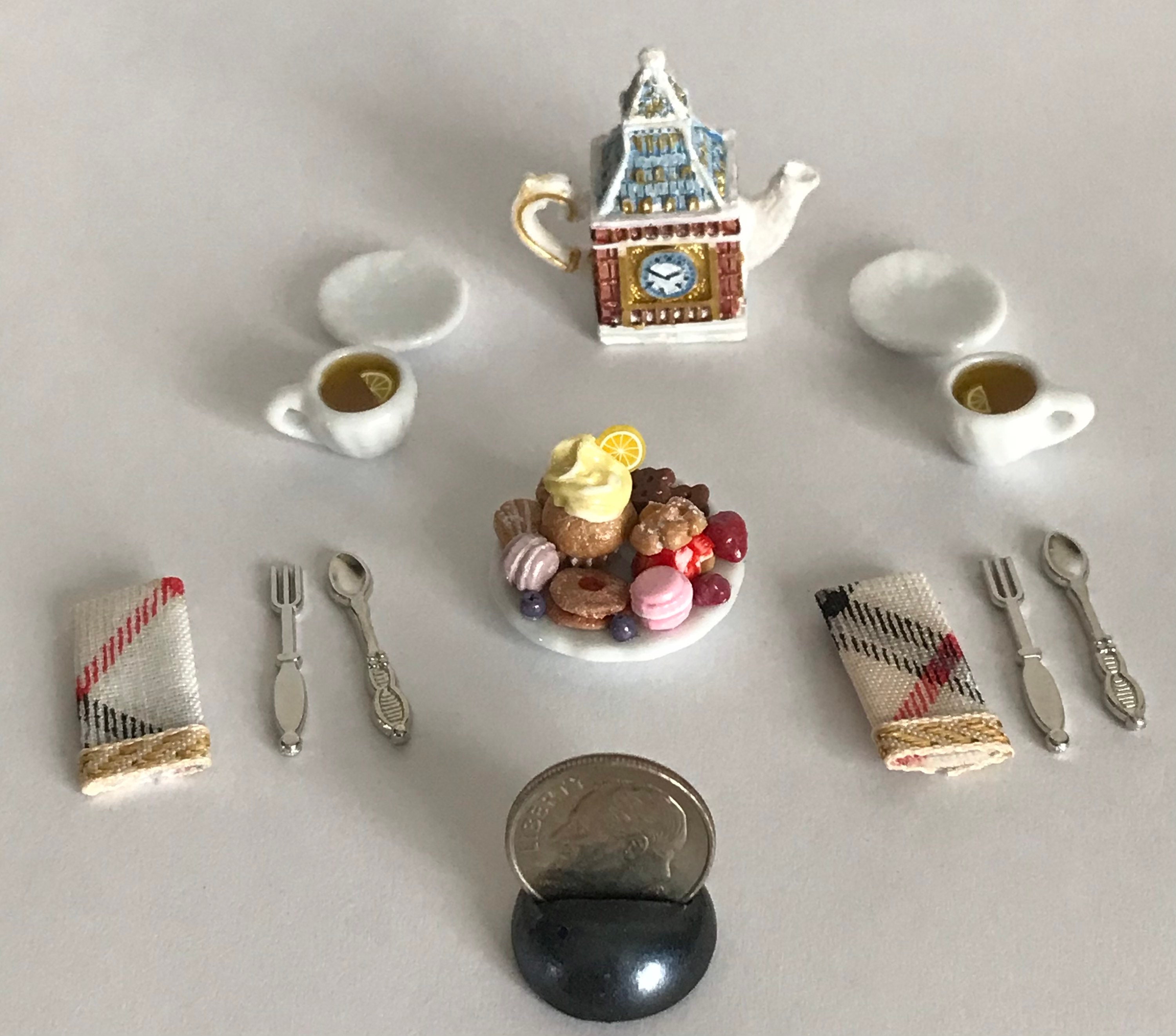 Dollhouse Miniature 12 Piece Tea Set 112 Scale Resin Big Etsy