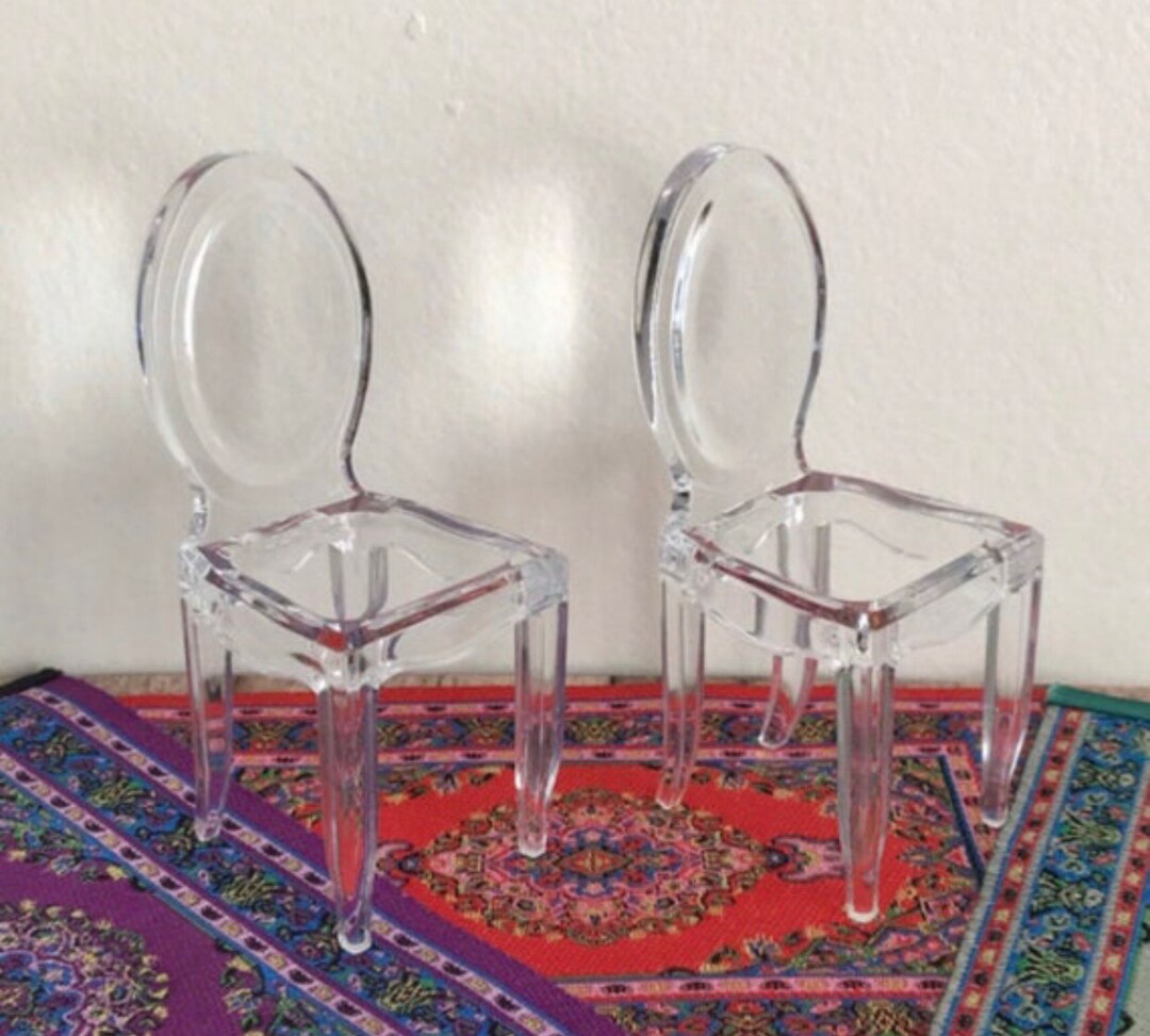 Dollhouse Ghost Chairs in Sets of 2 Chairs, 112 Miniature Scale Clear
