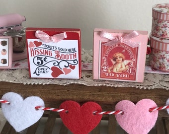 One Mini Valentine's Day Dollhouse 1:12 Wooden Sign in 2 Different Styles