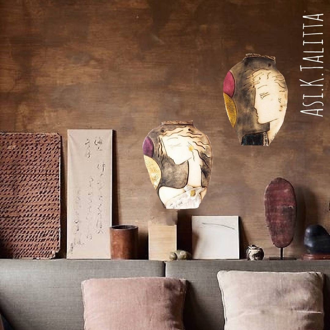 Ancient Greek Couple Fine Clay Wall Art pitchers Designgreek Vases