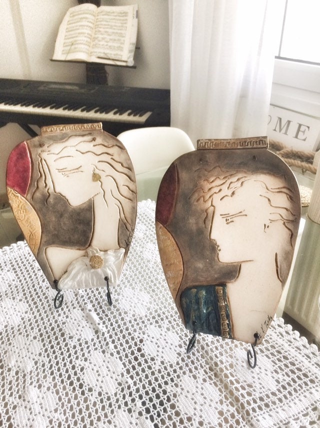 Ancient Greek Couple Fine Clay Wall Art pitchers Designgreek Vases