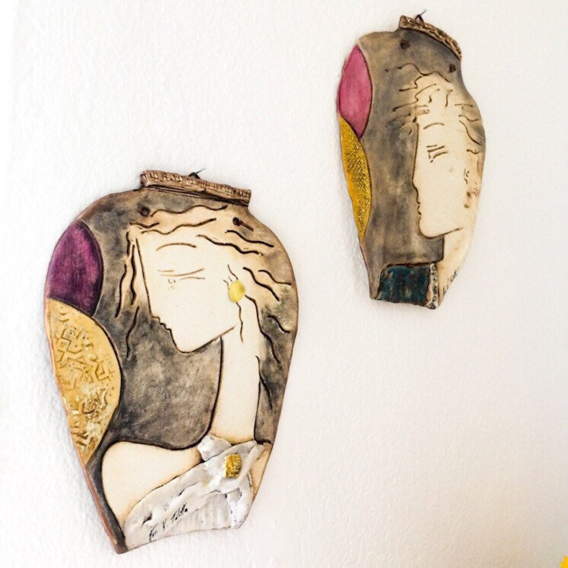 Ancient Greek Couple Fine Clay Wall Art pitchers Designgreek Vases