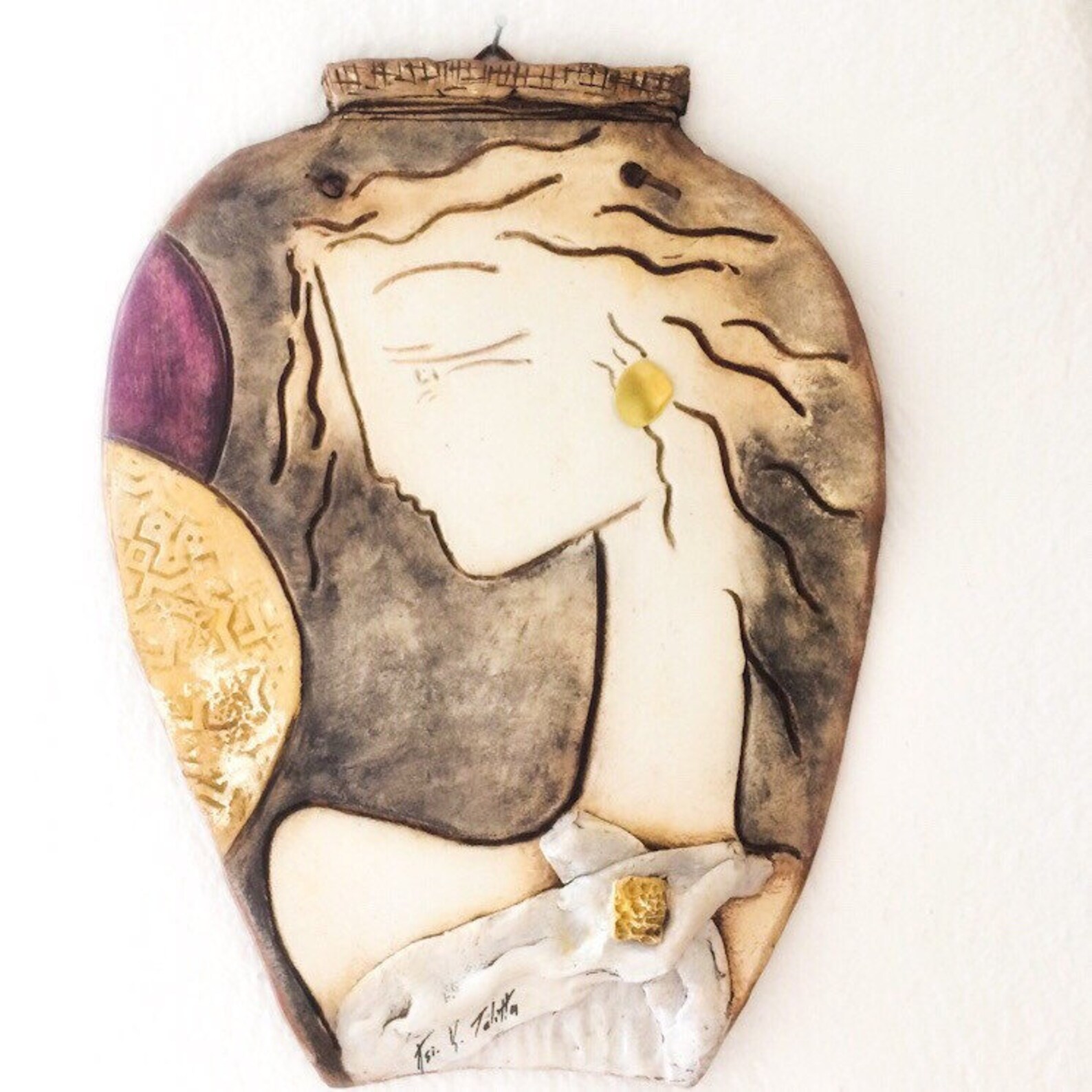 Ancient Greek Couple Fine Clay Wall Art pitchers Designgreek Vases