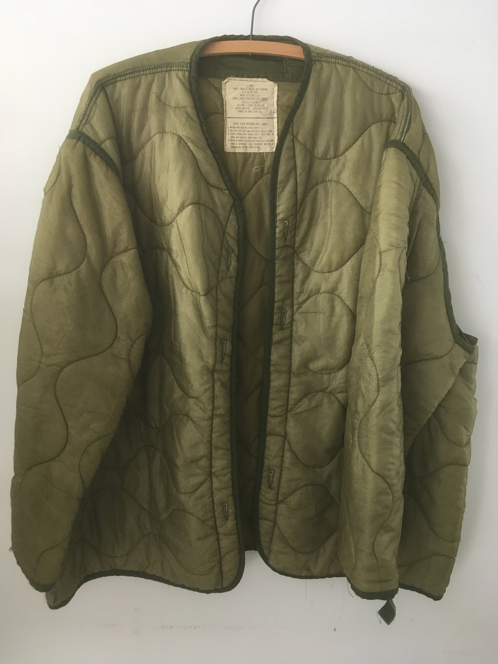 Vintage Green Military Liner Jacket Etsy