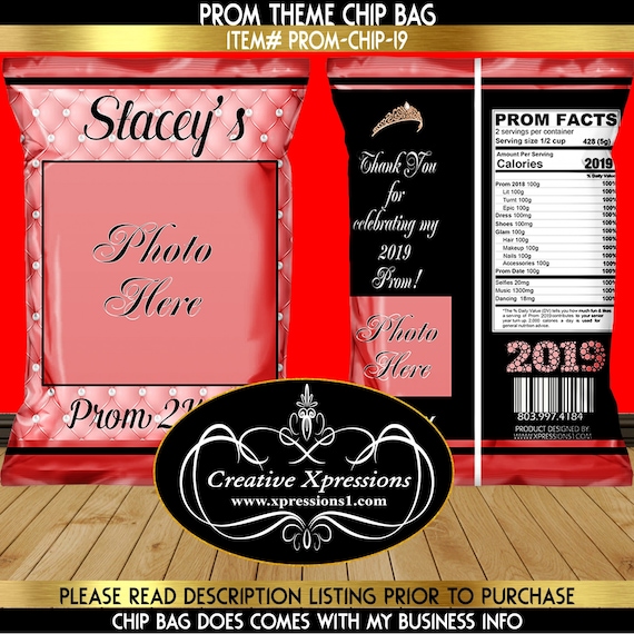 Rose Gold And Black Prom Theme Chip Bag Prom Party Favor Etsy